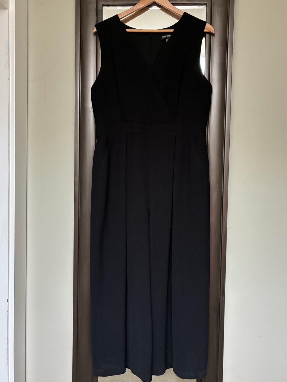 Nine West Black V-Neck Sleeveless Jumpsuit